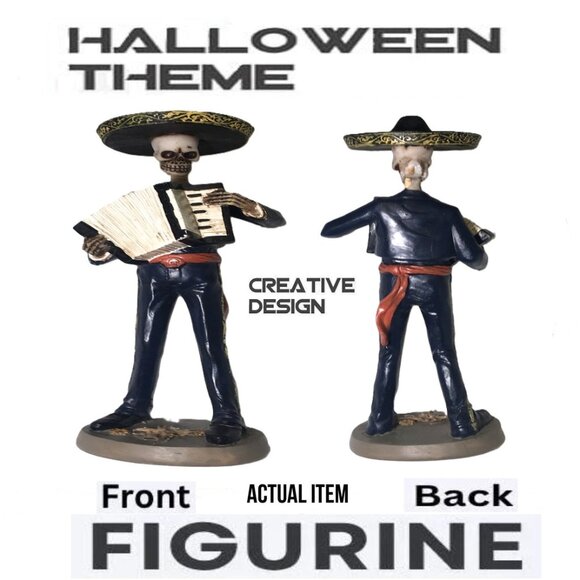 🛑 SKELETON ➕🆒 FIGURINE Accordion MAN Halloween Mariachis Dead Decor💸BUY NOW‼️ - Picture 1 of 16
